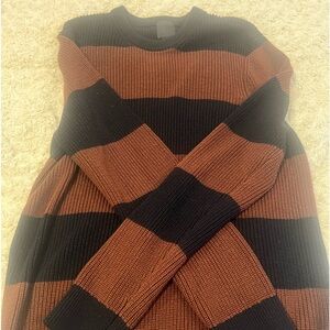 Men's H&M Cotton Brown and Black Stripe Sweater Size: Large